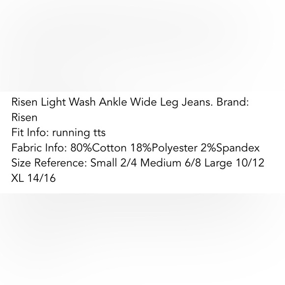 Risen Light wash Ankle Wide Leg Jeans - Picture 2 of 2